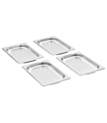 vidaXL Gastronorm Containers 12 pcs GN 1/4 20 mm Stainless Steel — Size: 265 x 162 x 20 mm