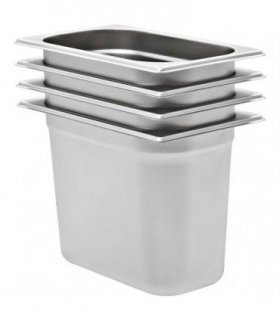 vidaXL Gastronorm Containers 4 pcs GN 1/4 200 mm Stainless Steel — Size: 265 x 162 x 200 mm
