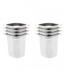 vidaXL Gastronorm Containers 8 pcs GN 1/6 200 mm Stainless Steel — Size: 176 x 162 x 200 mm