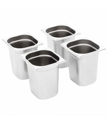 vidaXL Gastronorm Containers 8 pcs GN 1/6 200 mm Stainless Steel — Size: 176 x 162 x 200 mm
