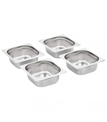 vidaXL Gastronorm Containers 12 pcs GN 1/6 65 mm Stainless Steel — Size: 176 x 162 x 65 mm