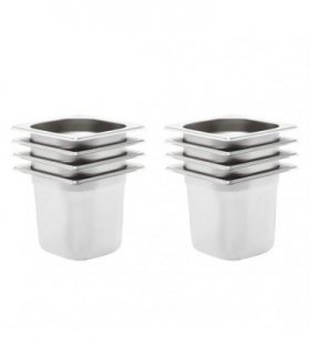 vidaXL Gastronorm Containers 8 pcs GN 1/6 150 mm Stainless Steel — Size: 176 x 162 x 150 mm