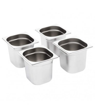 vidaXL Gastronorm Containers 8 pcs GN 1/6 150 mm Stainless Steel — Size: 176 x 162 x 150 mm