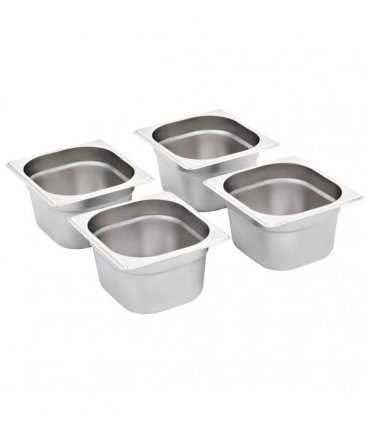 vidaXL Gastronorm Containers 12 pcs GN 1/6 100 mm Stainless Steel — Size: 176 x 162 x 100 mm