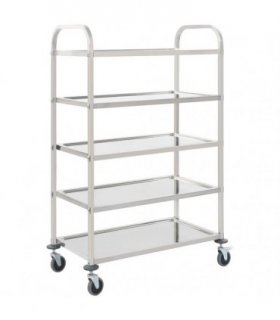 vidaXL 5-Tier Kitchen Trolley 107x55x147 cm Stainless Steel — Size: 107 x 55 x 147 cm (5 tiers)