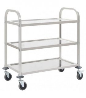 vidaXL 3-Tier Kitchen Trolley 95x45x83.5 cm Stainless Steel — Size: 95 x 45 x 83.5 cm (3 tiers)