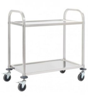 vidaXL 2-Tier Kitchen Trolley 95x45x83.5 cm Stainless Steel — Size: 95 x 45 x 83.5 cm (2 tiers)