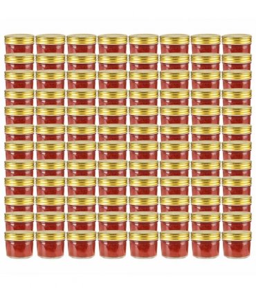vidaXL Glass Jam Jars with Gold Lid 96 pcs 110 ml