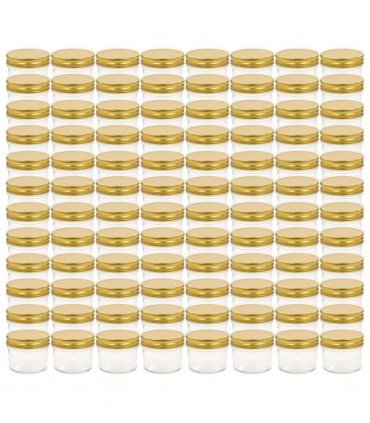 vidaXL Glass Jam Jars with Gold Lid 96 pcs 110 ml