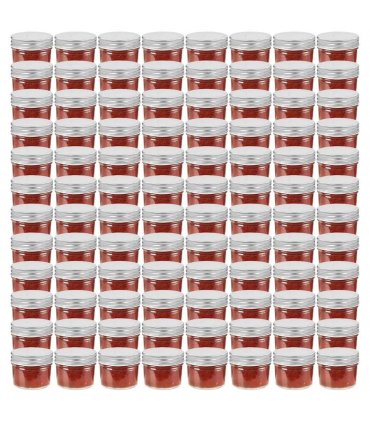 vidaXL Glass Jam Jars with Silver Lids 96 pcs 110 ml