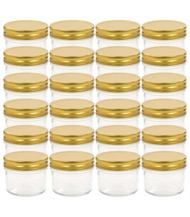 vidaXL Glass Jam Jars with Gold Lids 24 pcs 110 ml
