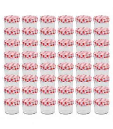 vidaXL Glass Jam Jars with White and Red Lids 48 pcs 110 ml