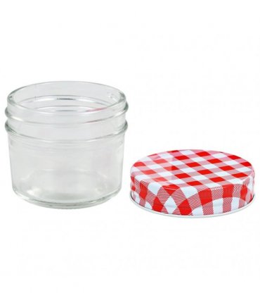 vidaXL Glass Jam Jars with White and Red Lids 48 pcs 110 ml