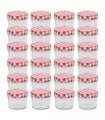 vidaXL Glass Jam Jars with White and Red Lids 24 pcs 110 ml