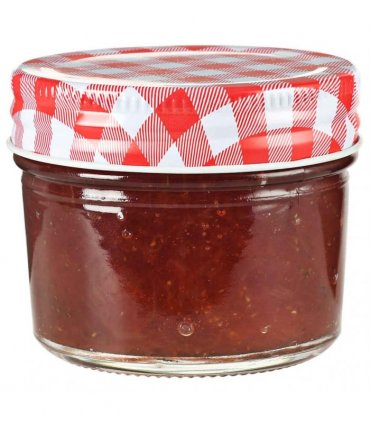 vidaXL Glass Jam Jars with White and Red Lids 24 pcs 110 ml