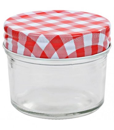 vidaXL Glass Jam Jars with White and Red Lids 24 pcs 110 ml