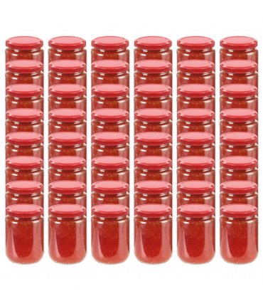 vidaXL Glass Jam Jars with Red Lid 48 pcs 230 ml