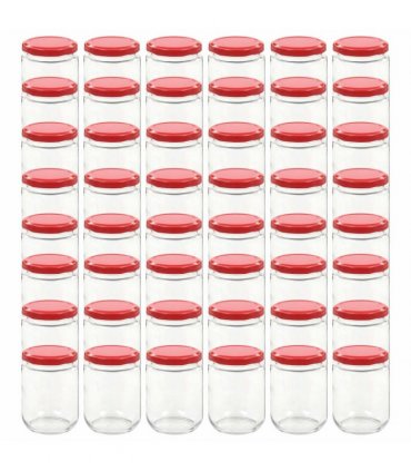 vidaXL Glass Jam Jars with Red Lid 48 pcs 230 ml