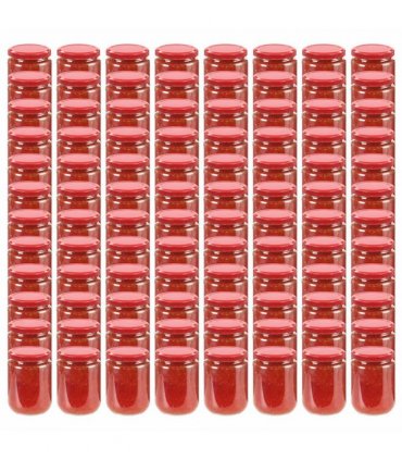 vidaXL Glass Jam Jars with Red Lid 96 pcs 230 ml