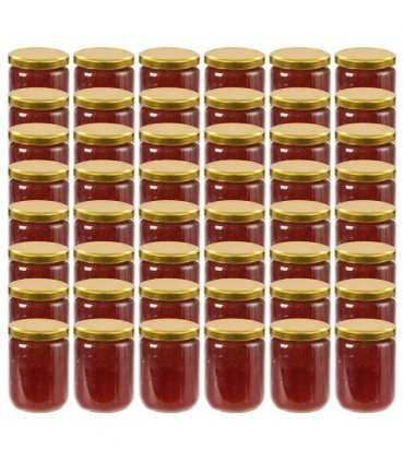 vidaXL Glass Jam Jars with Gold Lid 48 pcs 230 ml