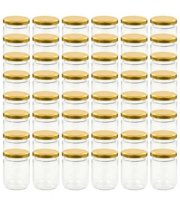 vidaXL Glass Jam Jars with Gold Lid 48 pcs 230 ml