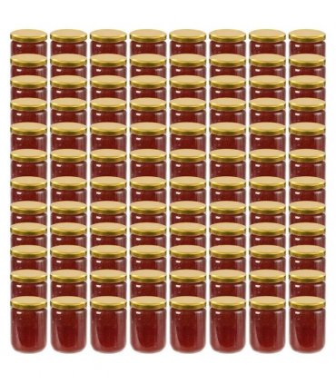 vidaXL Glass Jam Jars with Gold Lid 96 pcs 230 ml