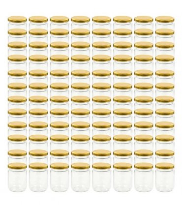 vidaXL Glass Jam Jars with Gold Lid 96 pcs 230 ml