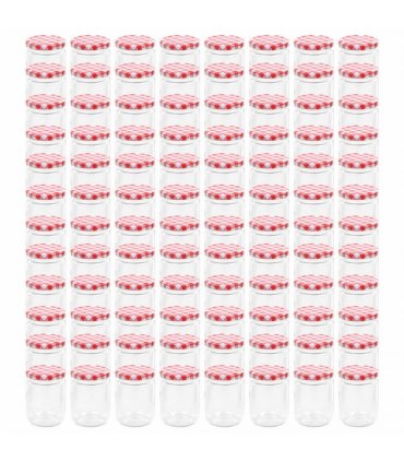 vidaXL Glass Jam Jars with White and Red Lid 96 pcs 230 ml