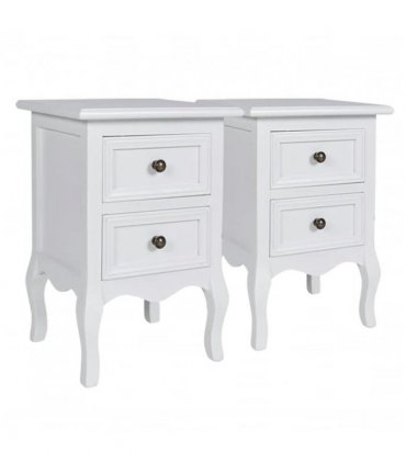 vidaXL Nightstands 2 pcs with 2 Drawers MDF White