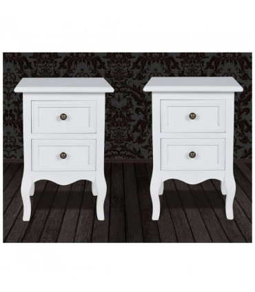 vidaXL Nightstands 2 pcs with 2 Drawers MDF White
