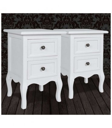 vidaXL Nightstands 2 pcs with 2 Drawers MDF White