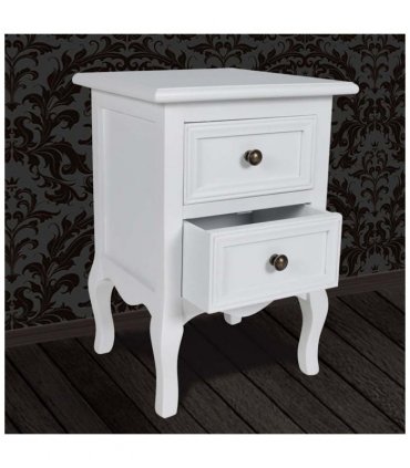 vidaXL Nightstands 2 pcs with 2 Drawers MDF White