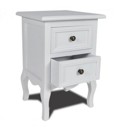 vidaXL Nightstand with 2 Drawers MDF White