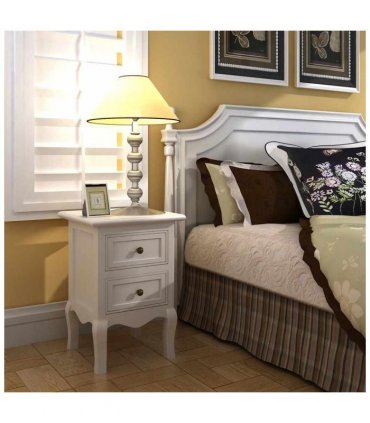 vidaXL Nightstand with 2 Drawers MDF White