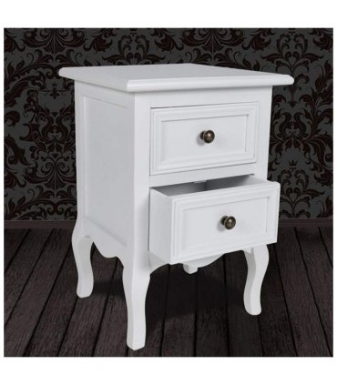vidaXL Nightstand with 2 Drawers MDF White