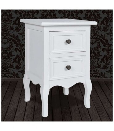 vidaXL Nightstand with 2 Drawers MDF White