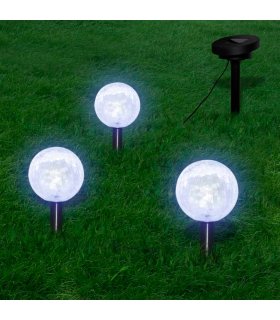 Solar Bowl 3 LED Garden Lights with Spike Anchors & Solar Panel