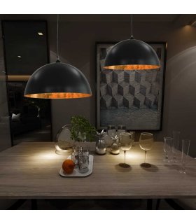 vidaXL Ceiling Lamps 2 pcs Black and Gold Semi-spherical 50 cm E27