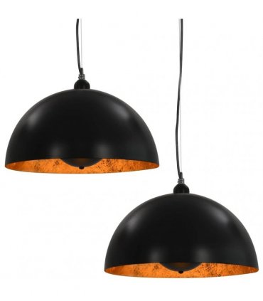 vidaXL Ceiling Lamps 2 pcs Black and Gold Semi-spherical 40 cm E27