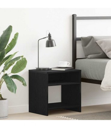 vidaXL Bedside Cabinet Black Oak 40x30x40 cm Engineered Wood