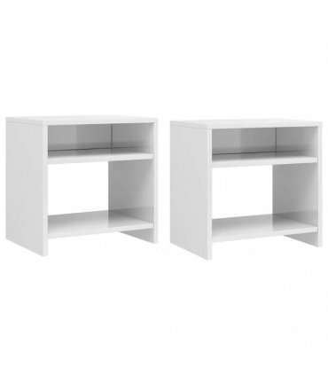 vidaXL Bedside Cabinets 2 pcs High Gloss White 40x30x40 cm Engineered Wood