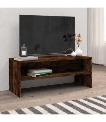 vidaXL TV Cabinet Smoked Oak 100x40x40 cm Engineered Wood