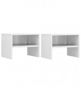 vidaXL Bedside Cabinets 2 pcs High Gloss White 40x30x30 cm Engineered Wood