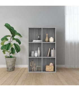 vidaXL Book Cabinet/Sideboard Grey Sonoma 66x30x98 cm Engineered Wood — Size: 66 x 30 x 98 cm