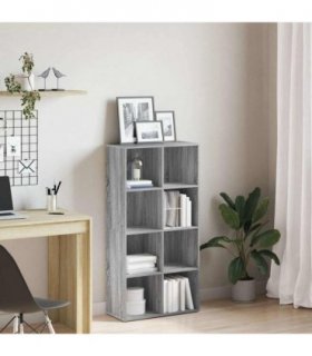 vidaXL Book Cabinet/Sideboard Grey Sonoma 66x30x130 cm Engineered Wood — Size: 66 x 30 x 130 cm