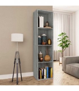 vidaXL Book Cabinet/TV Cabinet Grey Sonoma 36x30x143 cm Engineered Wood — Size: 36 x 30 x 143 cm