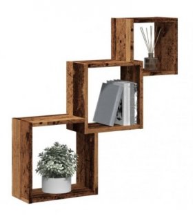 vidaXL Wall Cube Shelves Old Wood 68x15x68 cm Engineered Wood