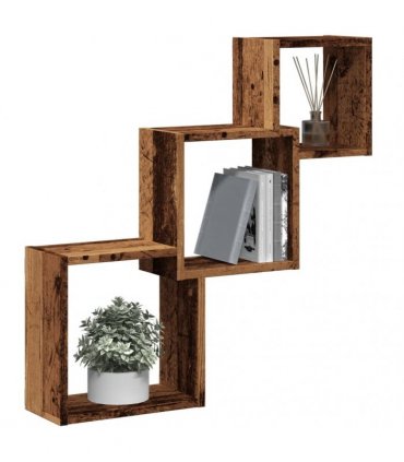 vidaXL Wall Cube Shelves Old Wood 68x15x68 cm Engineered Wood