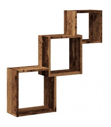 vidaXL Wall Cube Shelves Old Wood 68x15x68 cm Engineered Wood