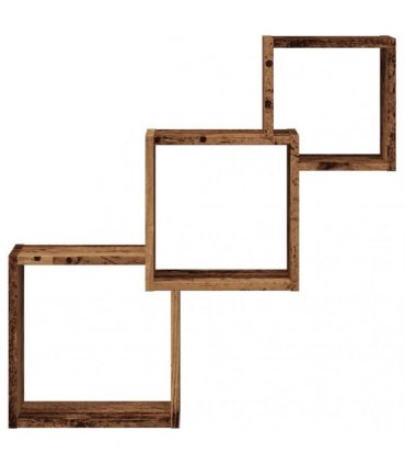 vidaXL Wall Cube Shelves Old Wood 68x15x68 cm Engineered Wood